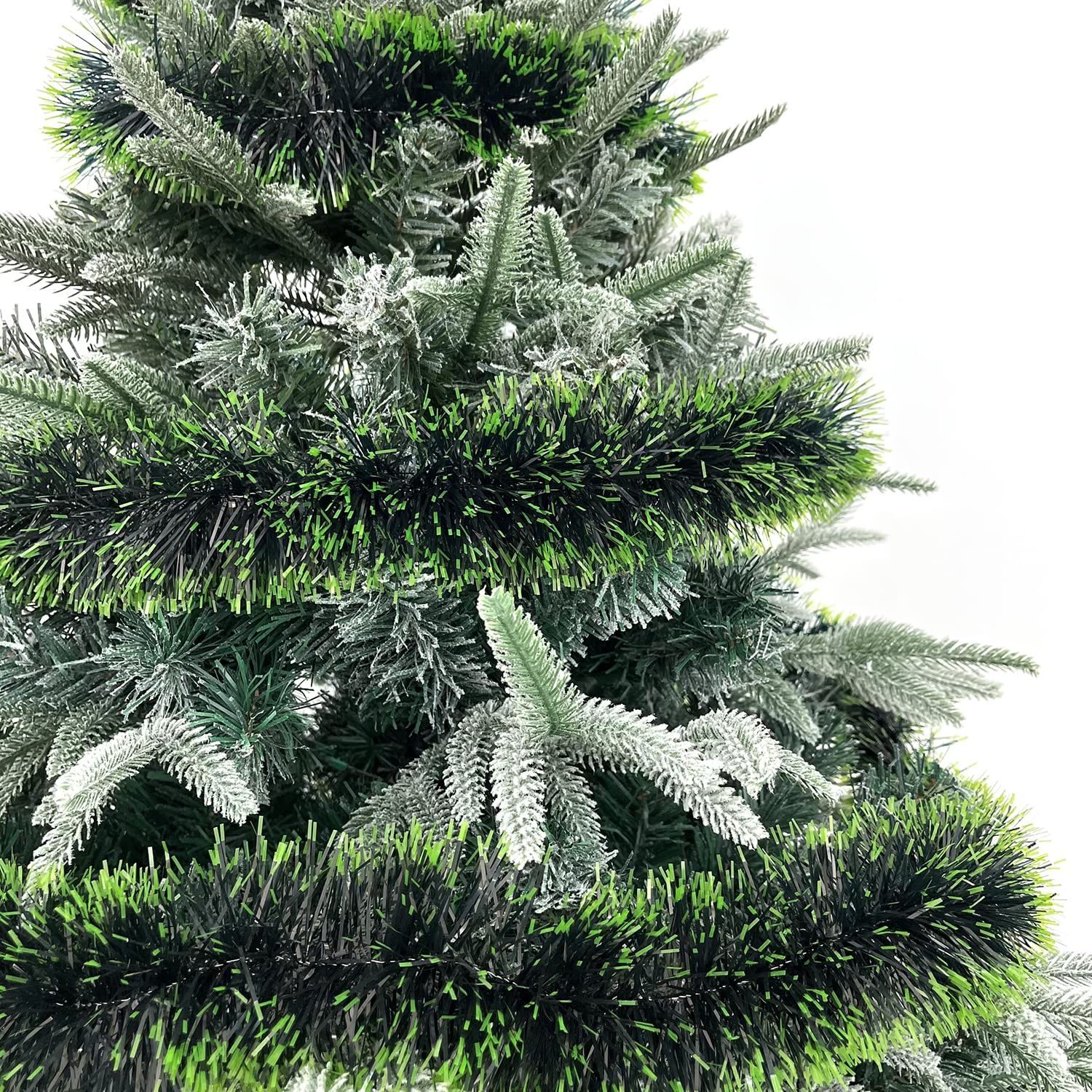 Ghirlanda Natalizia Metallica Innevata 10 Metri - Verde Nerastro Per Albero Di Natale