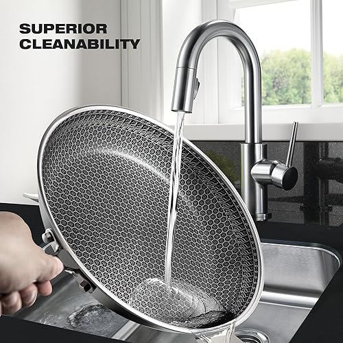 Miniatura 5 de Sartenes antiadherentes de 10 pulgadas11 pulgadas, sartén antiadherente con base compatible con inducción, duradera y fácil de limpiar para estufa