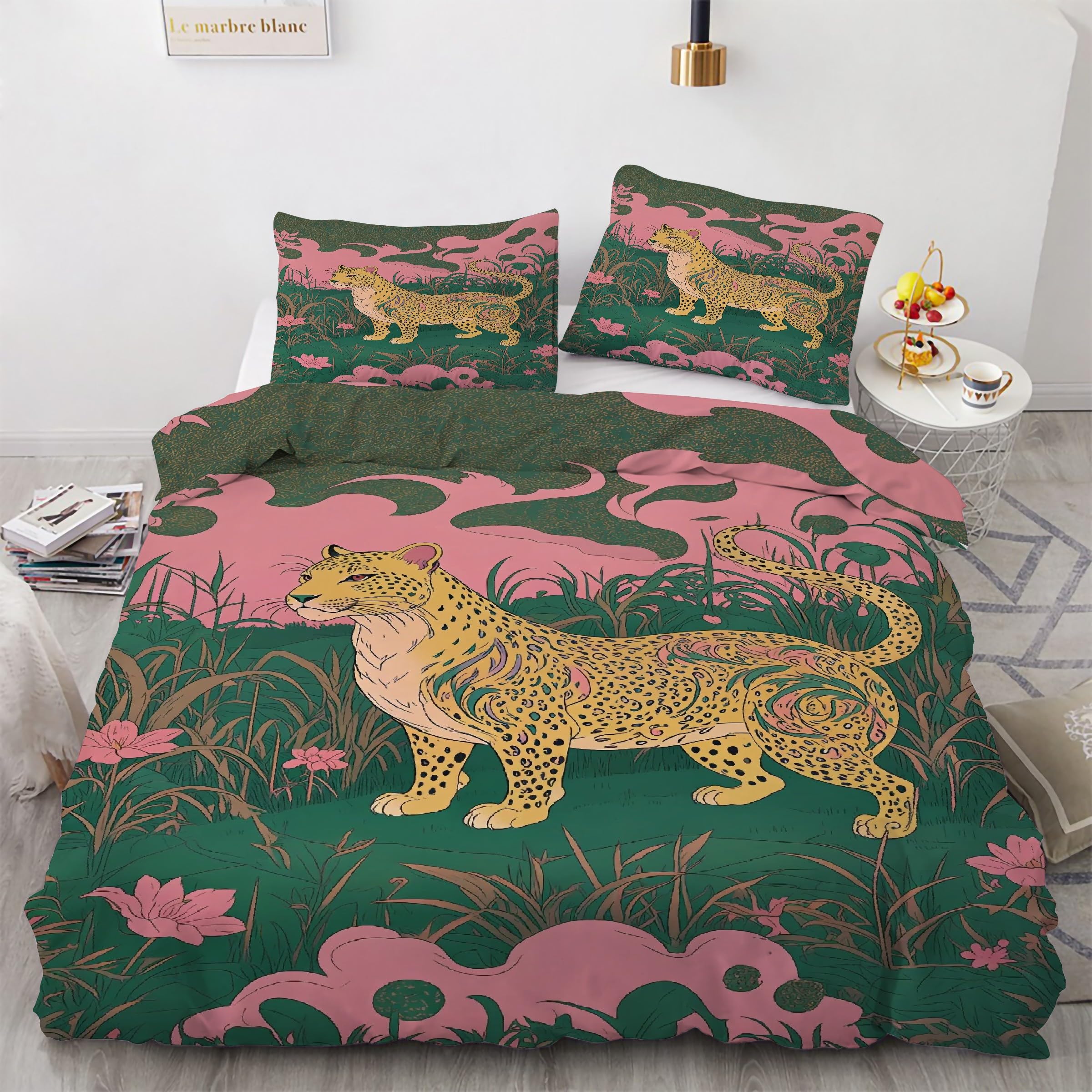 Housse couette leopard 240x260 fini la couette qui glisse grâce à la fermeture éclair douce