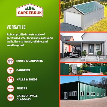 GARDEBRUK® 28x Corrugated Metal Roofing Sheets, Anthracite Grey, 110x46cm | Garden Shed, Metal Sheds, Plastic Sheds & Greenhouse 7m² Galvanised Roof Panels for Outdoor Storage, Bin Store & Bike Shed