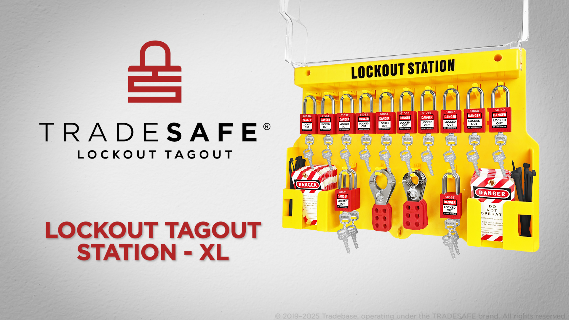 Image of TRADESAFE XL Lockout Tagout Station, Lock Out Tag Out Station with Devices