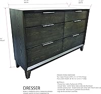 Vista 7 de Kings Brand Furniture Sheldon - Juego de dormitorio gris de 6 piezas tamaño King, cama, tocador, espejo, pecho y 2 mesitas de noche