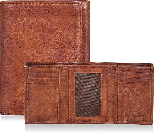 Billetera de cuero triple para hombre con RFID Carteras delgadas para hombres con 1 identificación y 6 ranuras para tarjetas de crédito Bolsillo