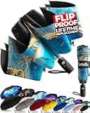 TUMELLA Inverted Windproof Umbrella, Large, Strong, Light, Portable, Automatic Reverse Folding Rain Umbrella, Durable Premium Grip, Fits Car & Backpack