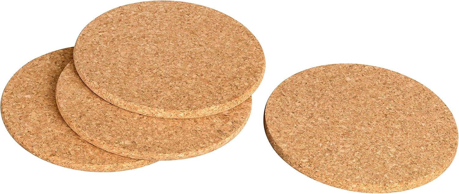 Kork-Deko Cork Trivet - Round to Square for Pots Pans, Glasses and Bowls - Heat Resistant and Non-Slip 20 cm, round
