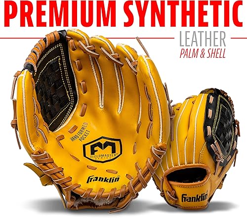 Vista 109 de Franklin Sports Field Master Baseball + Softball Glove - Field Master Adult + Youth Baseball + Softball Mitt - Men's + Women's Gloves - Right Hand