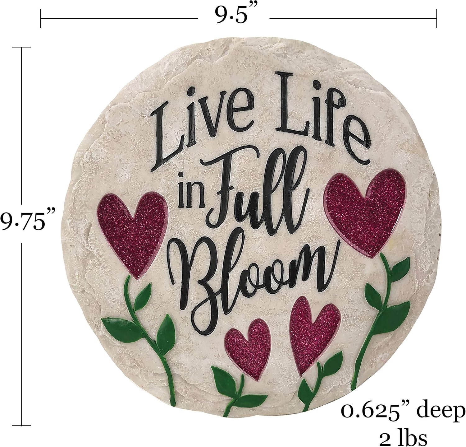 Spoontiques - Garden Décor - Life in Full Bloom Stepping Stone - Decorative Stone for Garden