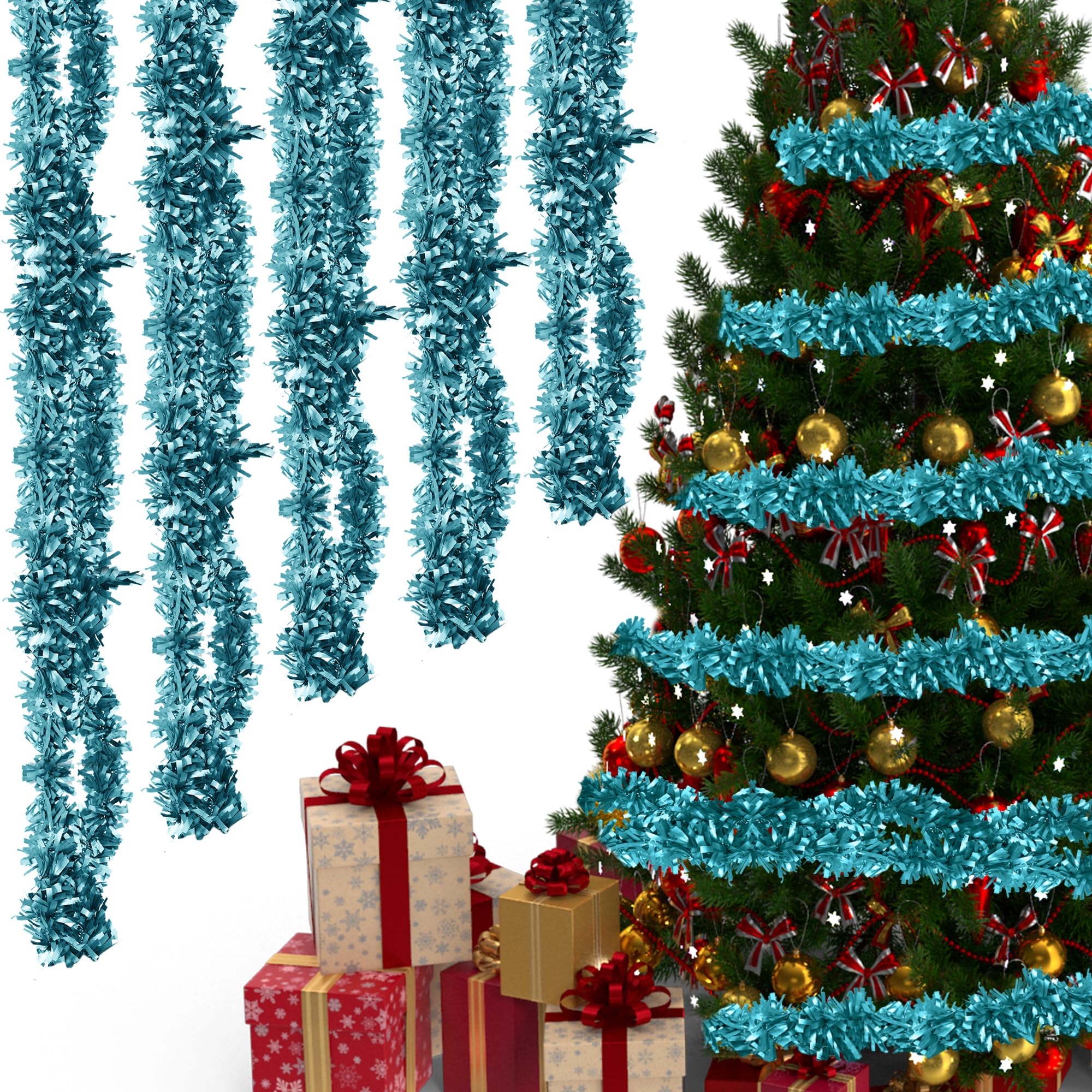 Trimming Shop 10m/33ft Baby Blue Wide Chunky Christmas Tinsel Garland