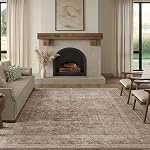 Fmfunctex 6x9 Zone lavable Rug Beige Vintage Neutre Détresse Grand Tapis Non-dérapant pour Chambre à coucher Chambre Soft Low Pile Intérieur Retro Tapis Salon Rug pour Salle à manger Cuisine Bureau Nursery