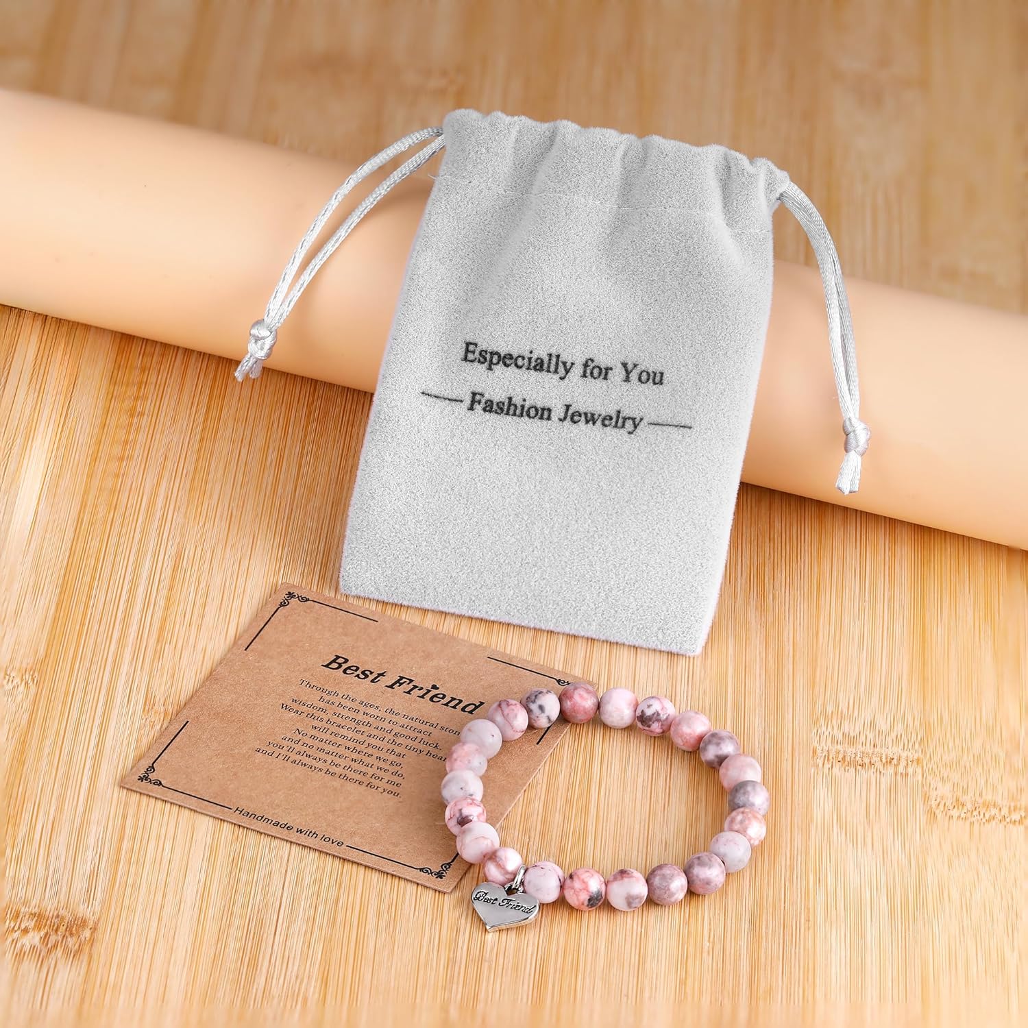 iWenSheng Birthday Gifts for Friends Female - Friendship Gift for Women, Natural Stone BFF Bracelet for Best Friend Bestie - Image 6