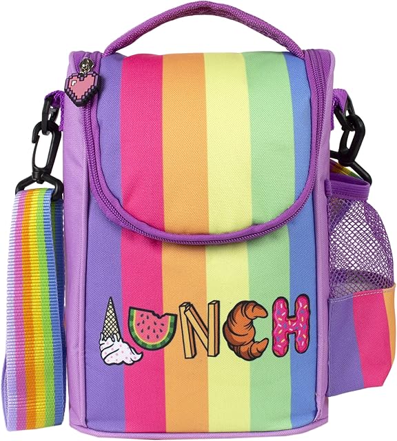Fringoo - Large Capacity Kids Strap Lunch Bag | Small Cool Bag Kids Lunchbox | Perfect As School Lunch Bag for Girls - Rainbow Lunch