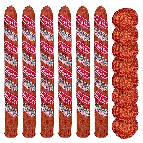 Bridgford Old World Pepperoni Stick - Paquete de 6 palitos de pepperoni ahumados naturalmente para pizza y sándwiches - Bocadillo keto alto en
