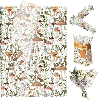 JeVenis Mushroom Fairy Tissue Paper Forest Cottage Wrapping Tissue Paper for Birthday Party DIY Craft Supplies, 50 Sheet, 20 × 14 Inches