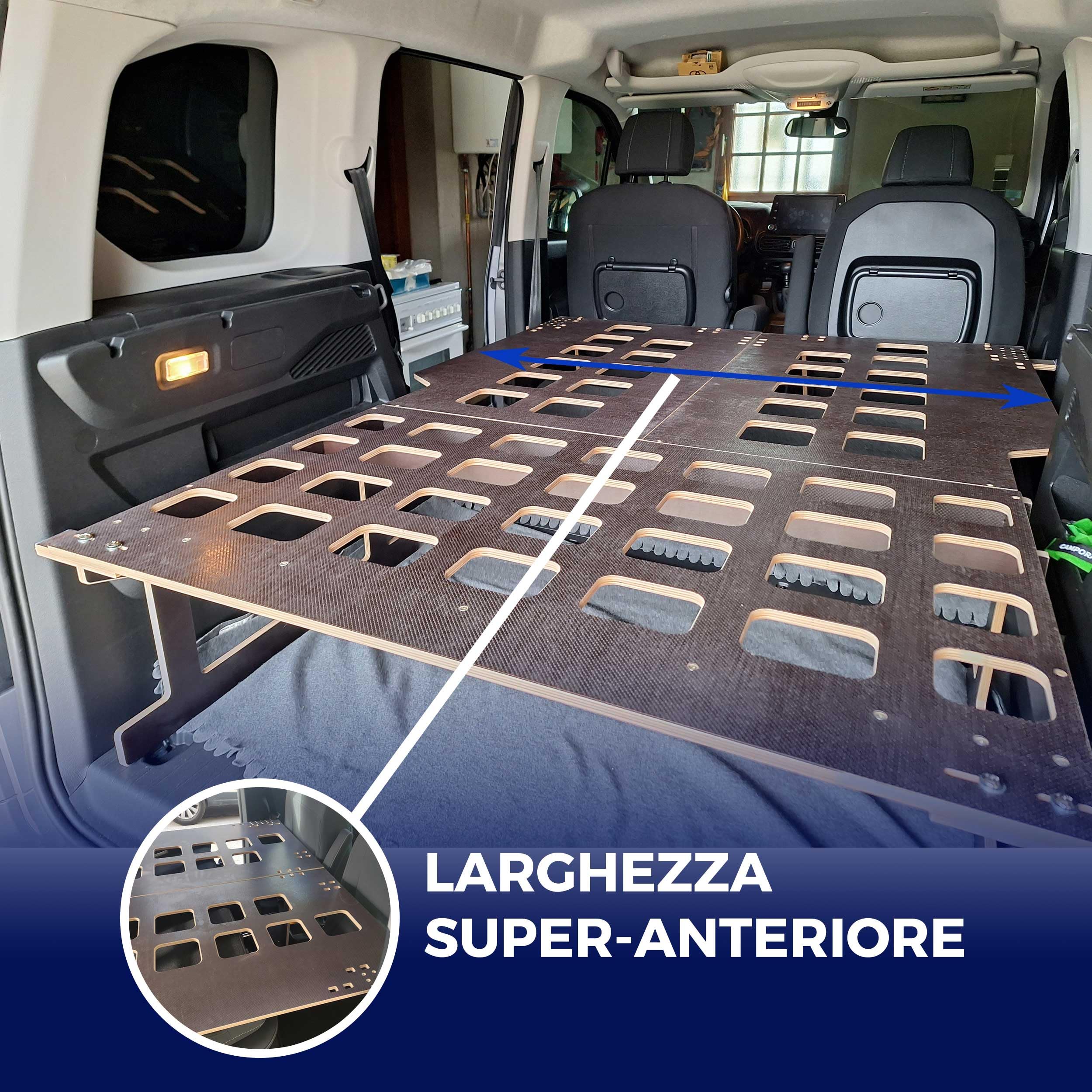 Letto Camper Furgone Leggero e Smontabile, Kit Camper per Berlingo, Rifter, Kangoo, Partner, Citan, Combo e Proace City, Rete Pieghevole, Montaggio Rapido, Senza Omologazione