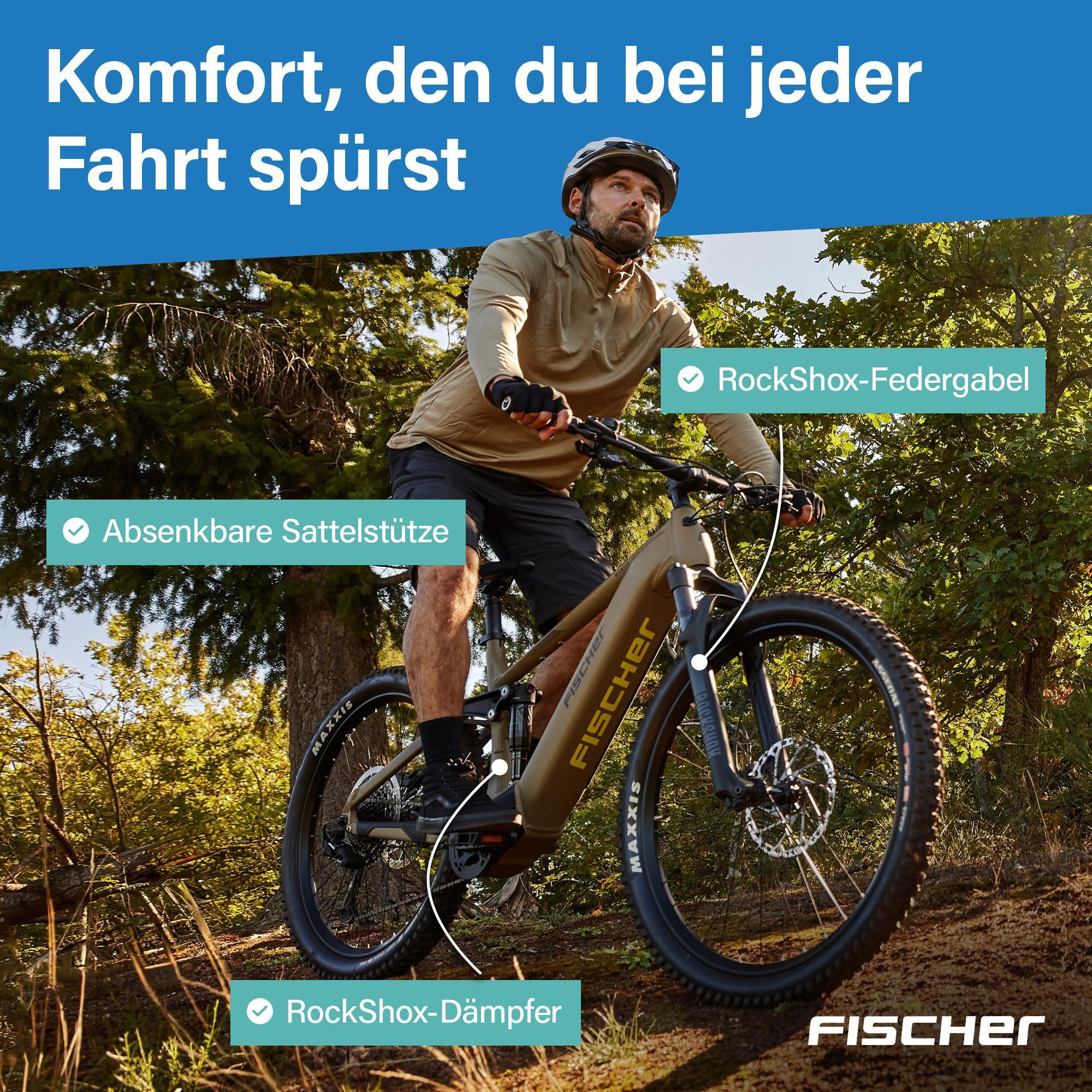 Fischer E-Bike MTB Montis 10.0i Ultimate Elektrofahrrad für Damen und Herren, RH 46, Mittelmotor 90 Nm, 36 V Akku