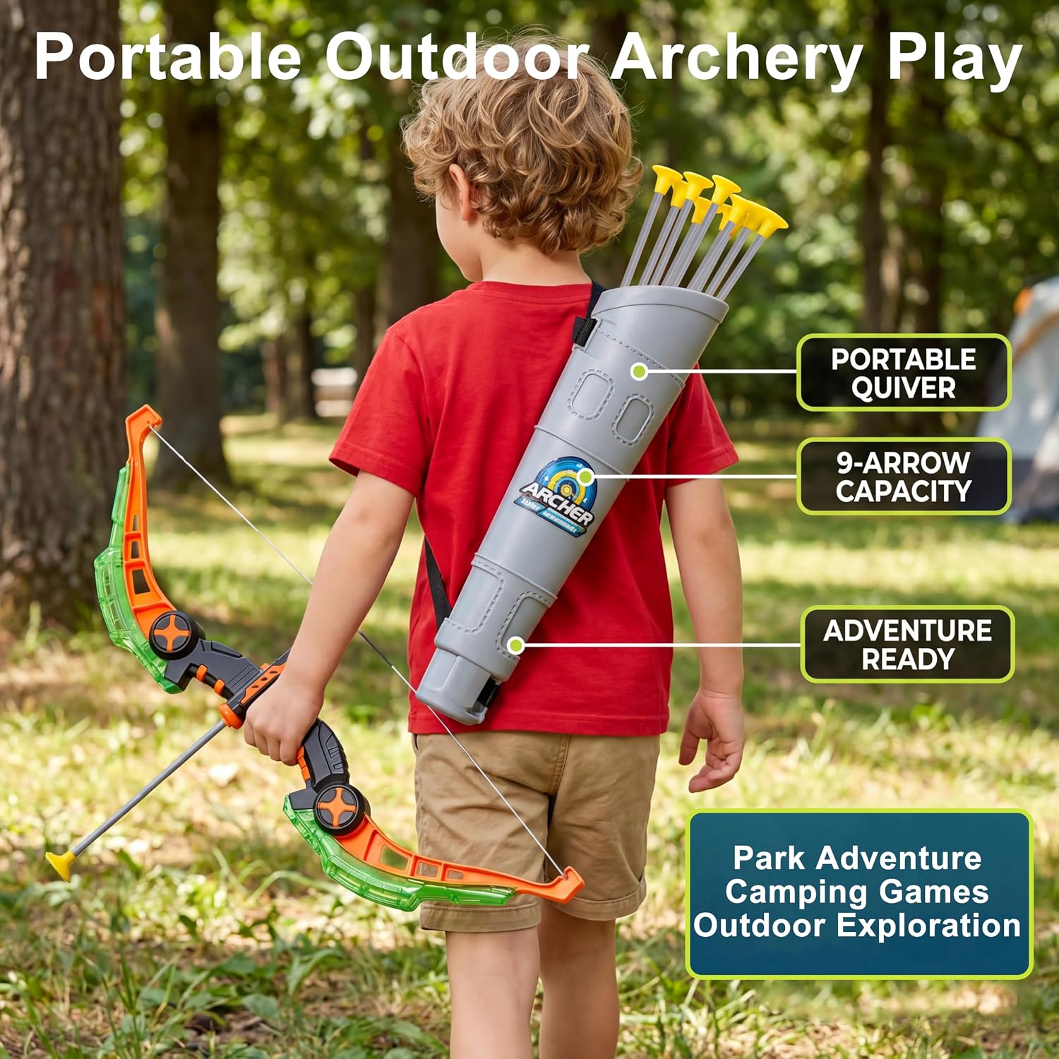 Bow and Arrow Set for Kids 6-12: Archery Toy Set for Indoor Outdoor Toys | LED Light Up Archery Toy Set with 9 Suction Cup Arrows,Target & Quiver for 6+ Year Old Children Boys Girls Party Game