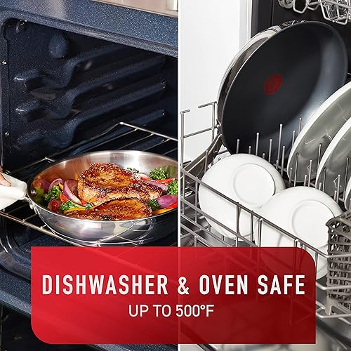 Miniatura 57 de T-fal E93808 Sartén antiadherente profesional, Utensilios de cocina antiadherentes, Sartén de 12.5 pulgadas, Indicador de calor termo-spot, Negro