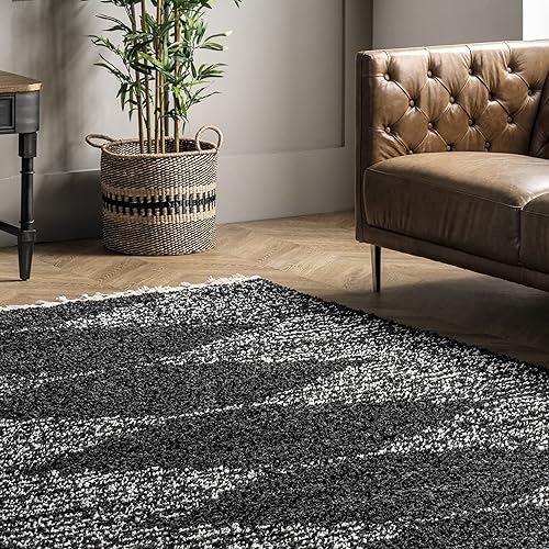 Miniatura 8 de nuLOOM Bria - Alfombra marroquí con borlas, geométrica, para dormitorio, sala de estar, guardería, felpa, suave, 1.2 pulgadas de grosor