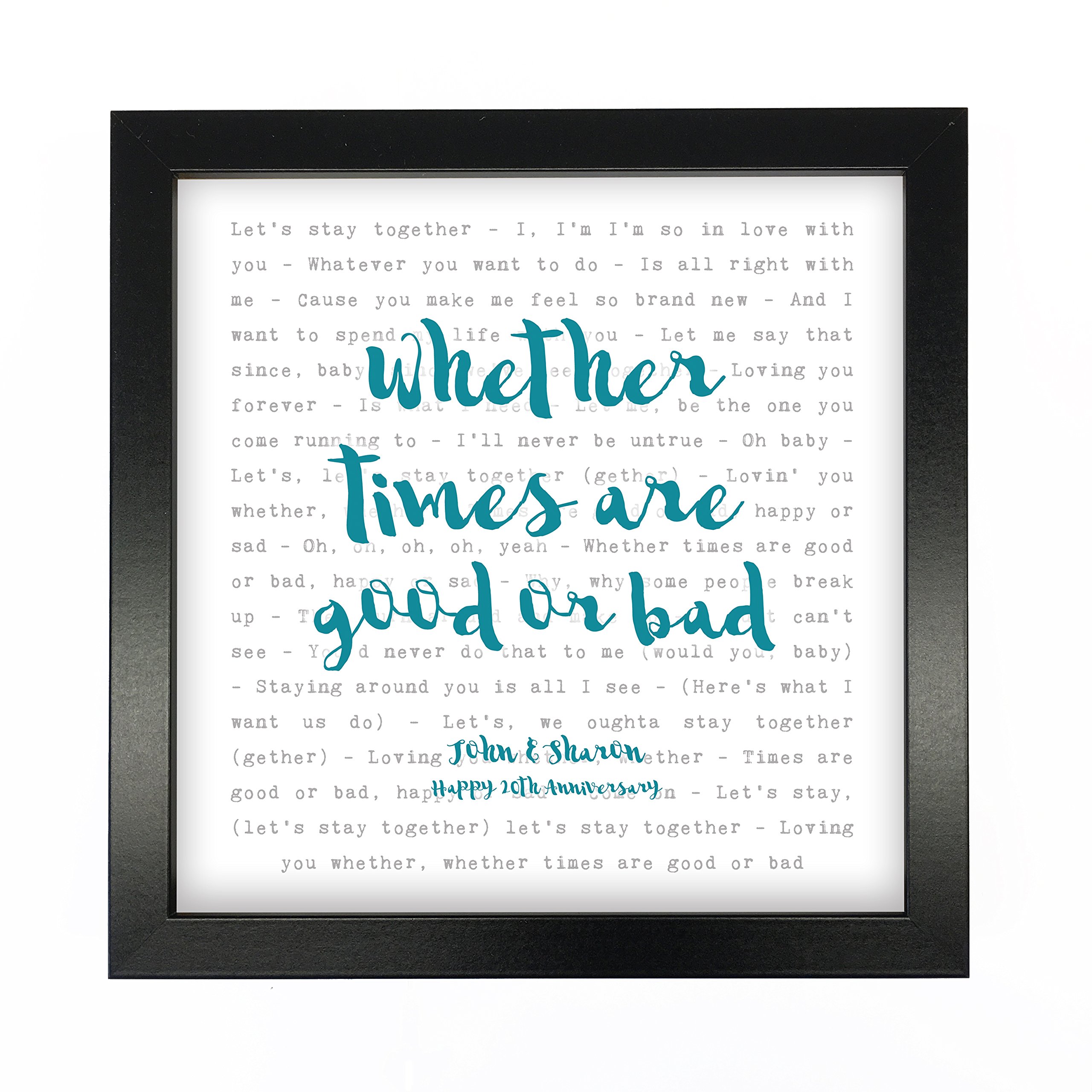 Al Green, Lets Stay Together - Typography Song Lyrics Print Framed & Personalised - Anniversary Valentine's Wedding Gift Perfect for Him, Her, Couple