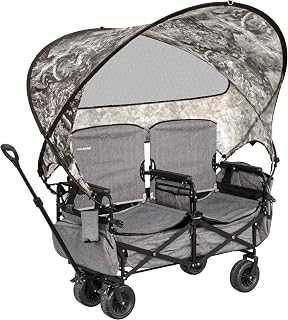 Lawn Chariot Folding Wagon with Seats & Canopy