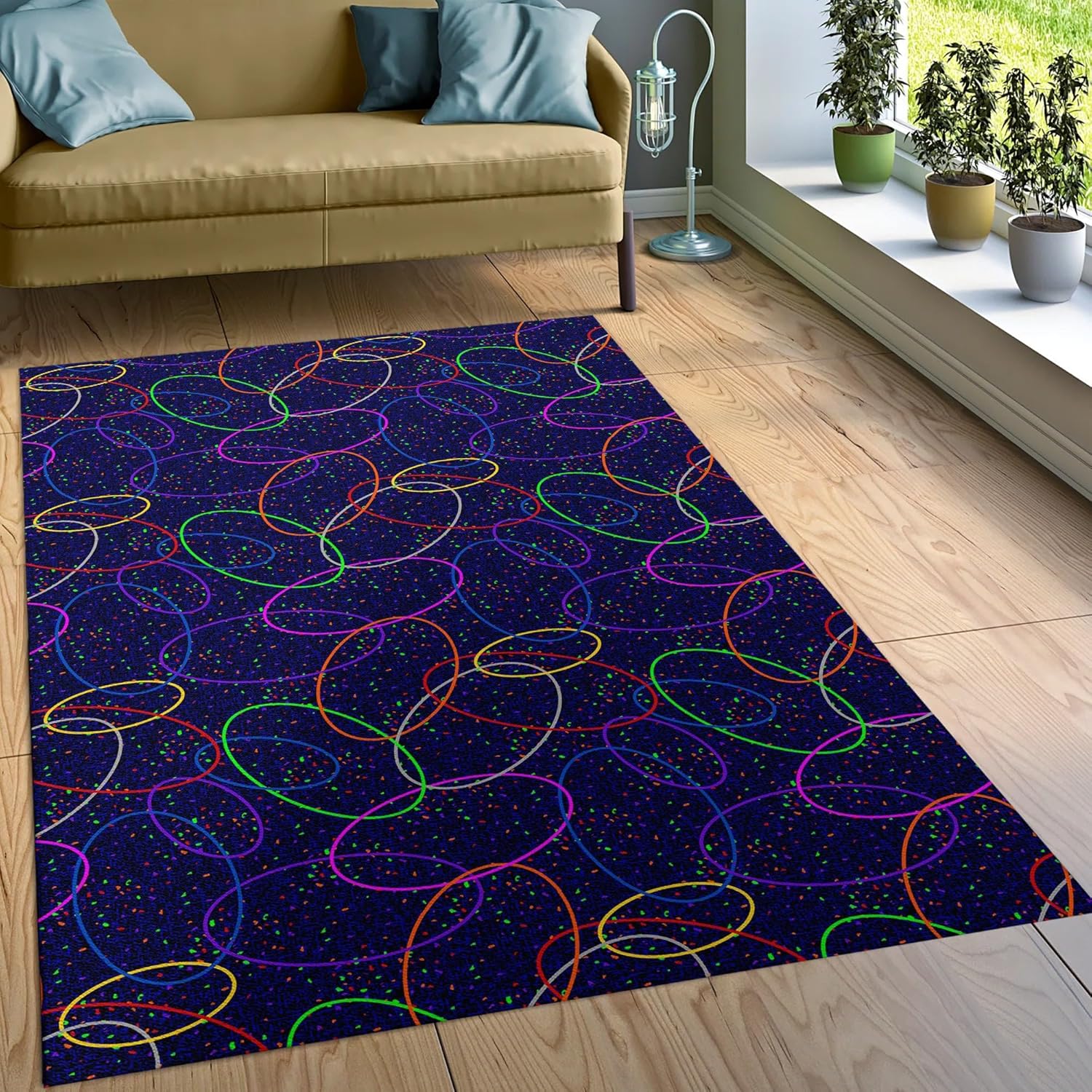 90S Arcade Area Rugs for Living Room,2'x 3'Retro Arcade Gamer Non-Slip Stain Resistant Floor Carpet Indoor for Bedroom Office Home Decor