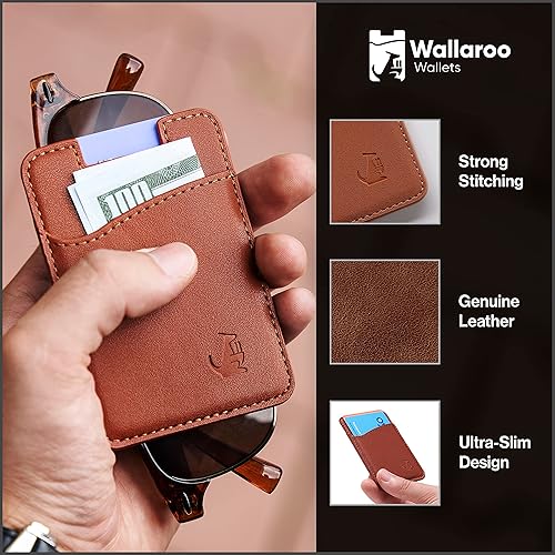 Miniatura 2 de Wallaroo Wallets Billetera de cuero prémium con agarre y soporte, Marrón, Minimalista