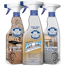 Bar Keepers Friend All Purpose Bundle - with Granite & Stone Cleaner & Polish 25.4 oz, Stainless Steel Cleaner & Polish 25.4 oz, MORE Spray & Foam Cleaner 25.4 oz, Granite & Stone Microfiber Cloth 1, Stainless Steel Microfiber Cloth 1