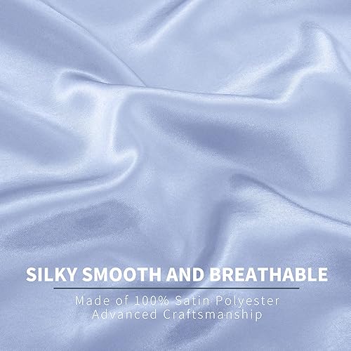 Miniatura 47 de P Pothuiny Sábanas de satén King (6 piezas, negro) – Juego de sábanas de satén sedoso de lujo tamaño King, juego de sábanas extra suaves, 1 sábana