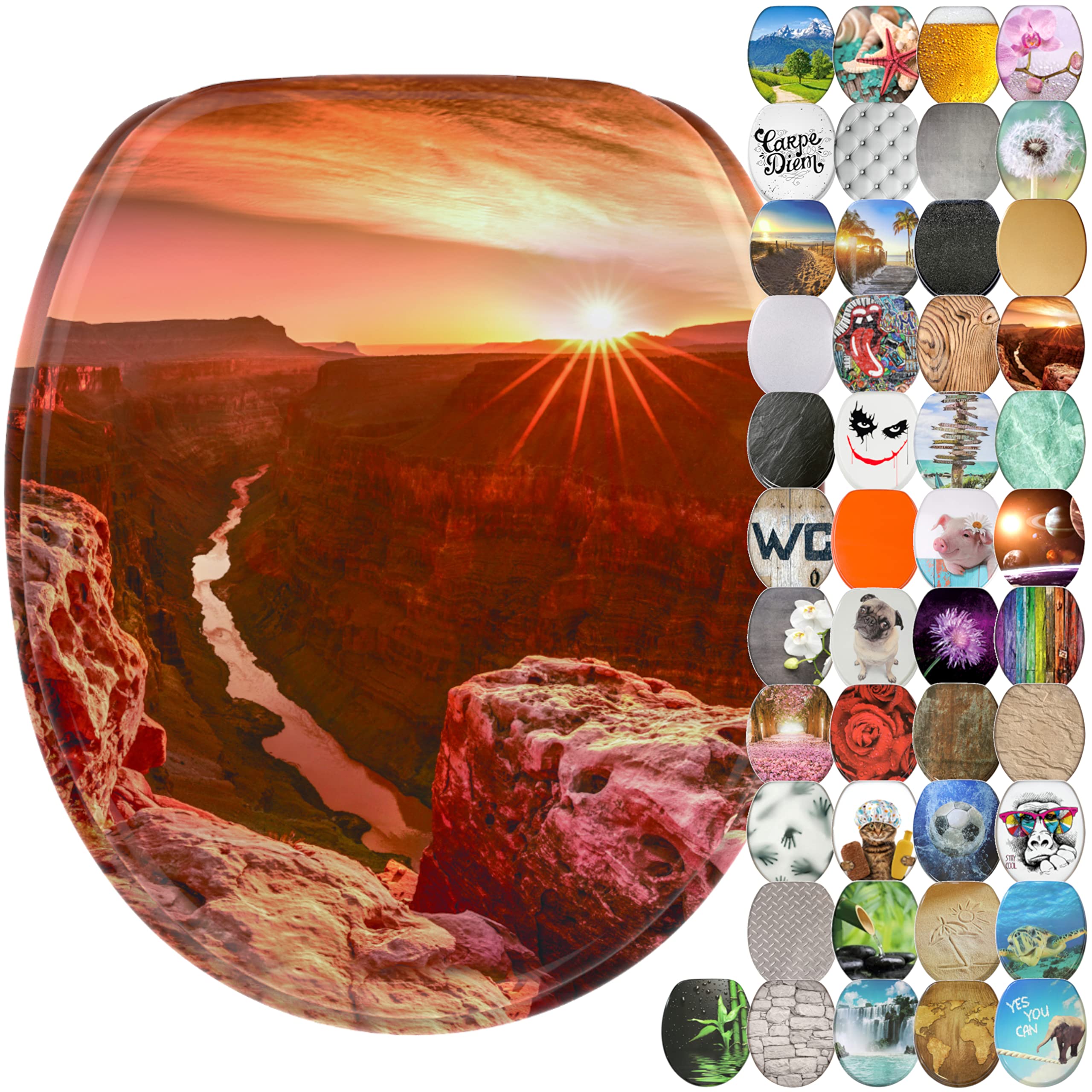 Sanilo Soft Close Toilet Seat with Quick Release, Toilet Lid Detachable at the Press of a Button, Easy Installation from Above (Grand Canyon) โ image 1