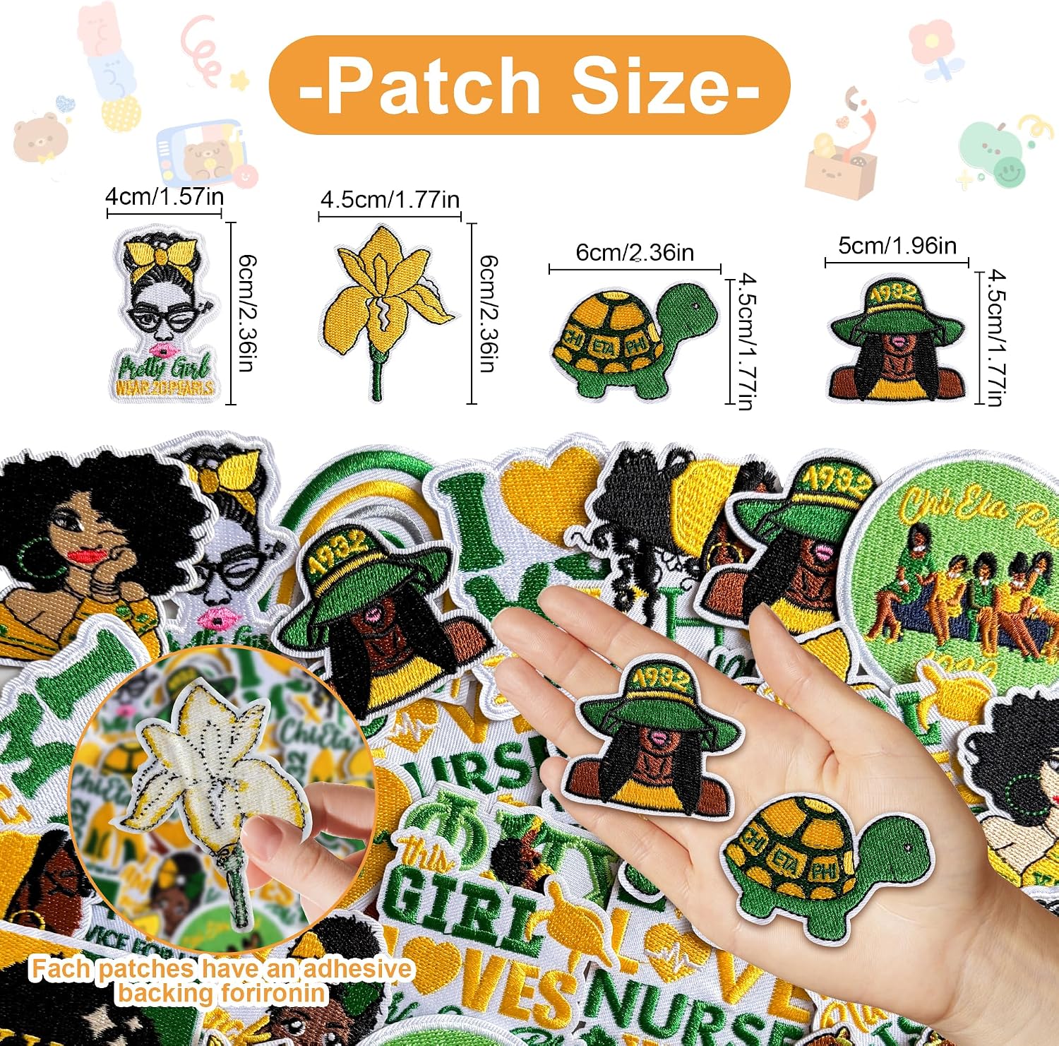 Chi ETA Sorority Phi Iron on Patches, 18Pcs Nurse Sisterhood Embroidered Appliques Patches for Clothing, Jackets, Jeans, Backpacks, Perfect Sorority Gifts and Paraphernalia