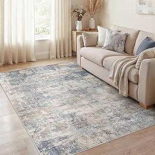 cotiled 5x7 Area Rugs Living Room: Washable Abstract Rug Blue Brown