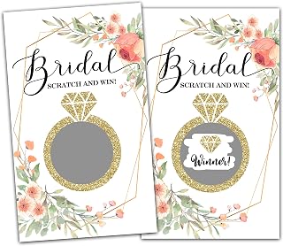 Bridal Shower Scratch off Games, Bridal Shower Decorations, Floral Bridal Raffle Lottery Tickets Cards for Bridal Shower Bachelorette Party Wedding Engagement Party, Set of 50 Cards (a04)