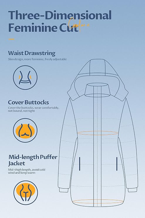 CREATMO US Women's Thicken Sherpa Winter Coat Puffy Warm Snow Jacket With Removable Hood