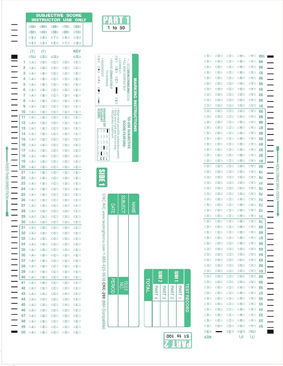 TEST-884E (50 Sheet Pack) 884 E Scantron Compatible Testing Forms