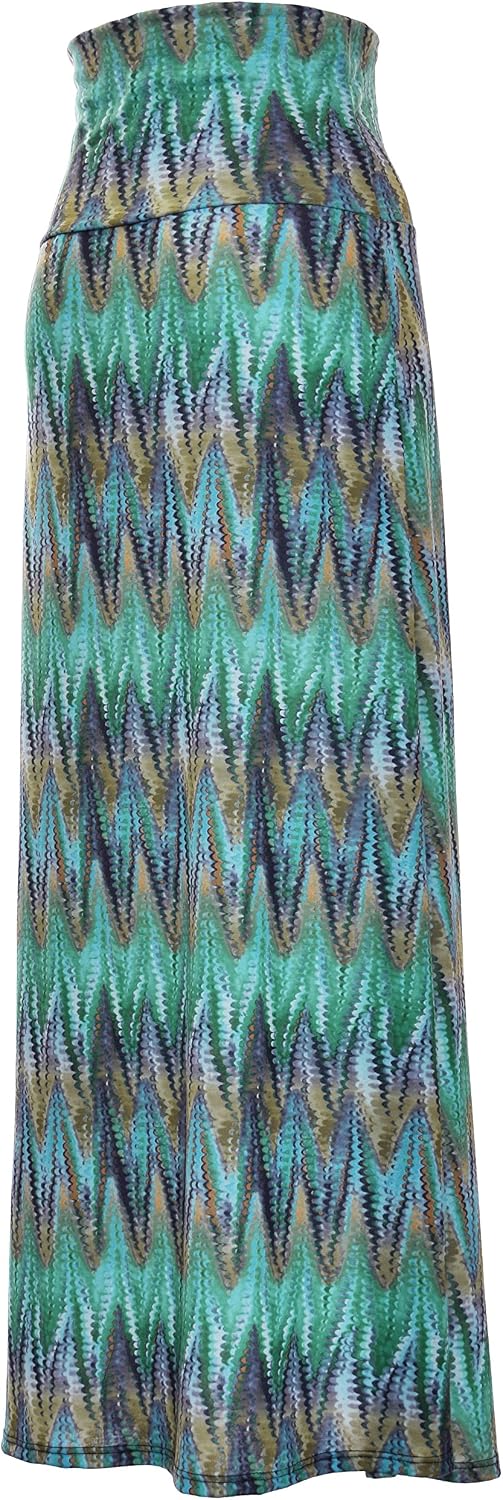 VIV Collection Women's Printed Full Maxi Skirt