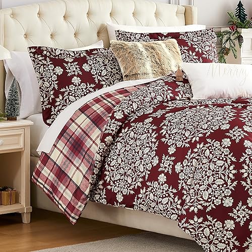Southshore Fine Living, Inc. Juego de ropa de cama suave de 5 piezas con almohadas y fundas de almohada, diseño de bosque navideño, tamaño