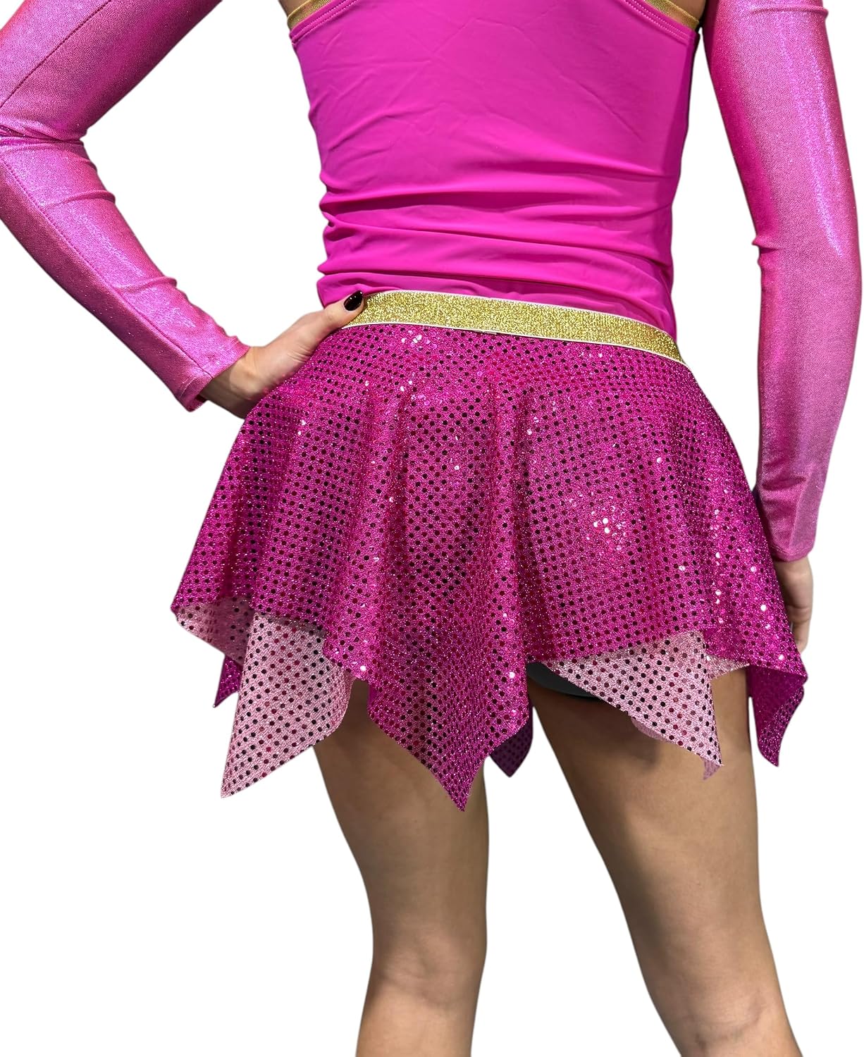 Sequin Pixie Skirt, Sparkle Dance or Running Costume, Handkerchief Hem Festival Wear, Asymmetrical Fairy Skirt, Made in USA