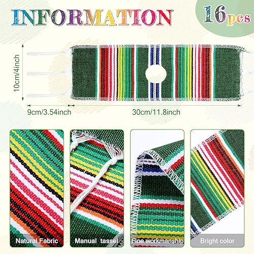 Miniatura 5 de Panitay 16 juegos de pequeños sombreros de sombrero, mini serapes para botellas, cubierta de poncho de cerveza, tapas de botellas para decoración de