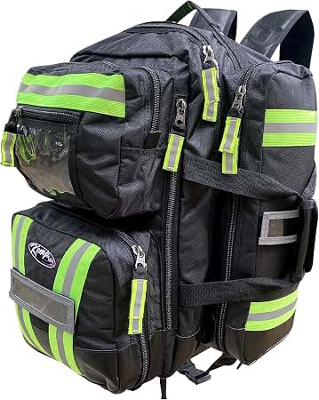Kemp USA Ultimate EMS Backpack Military & Police Tactical Medical Bag EMT Survival Gear Organizer Fits BLS/ALS Equipment & D Tank Oxygen Cylinder Black