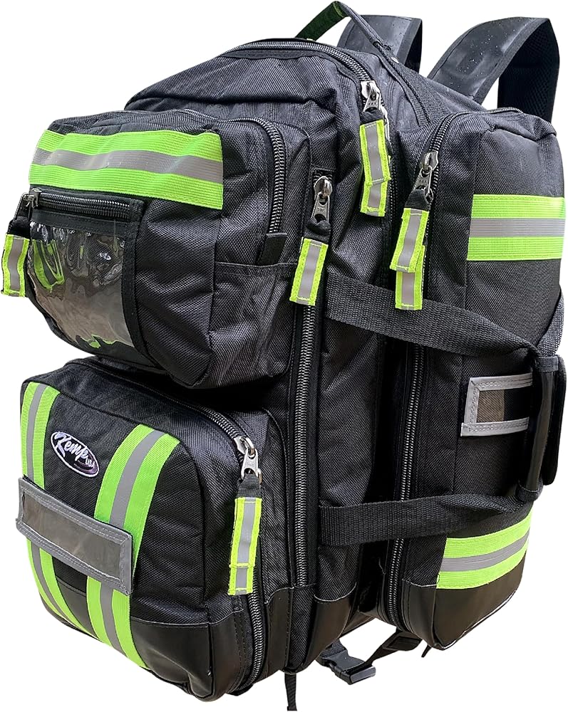 Kemp USA Ultimate EMS Backpack Military & Police Tactical Medical Bag EMT Survival Gear Organizer Fits BLS/ALS Equipment & D Tank Oxygen Cylinder Black : Health & Household
