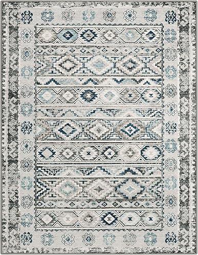 Miniatura 7 de Wonnitar Alfombra bohemia de 5 x 7 pies, lavable, color gris, para sala de estar, tapete grande con diseño de enrejado marroquí para dormitorio,