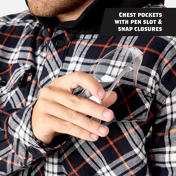 BRUNT Flannel Jacket - Heavy-Duty Quilted Stretch Flannel with 80g Insulation - Double Layer Elbows & Handwarmer Pockets