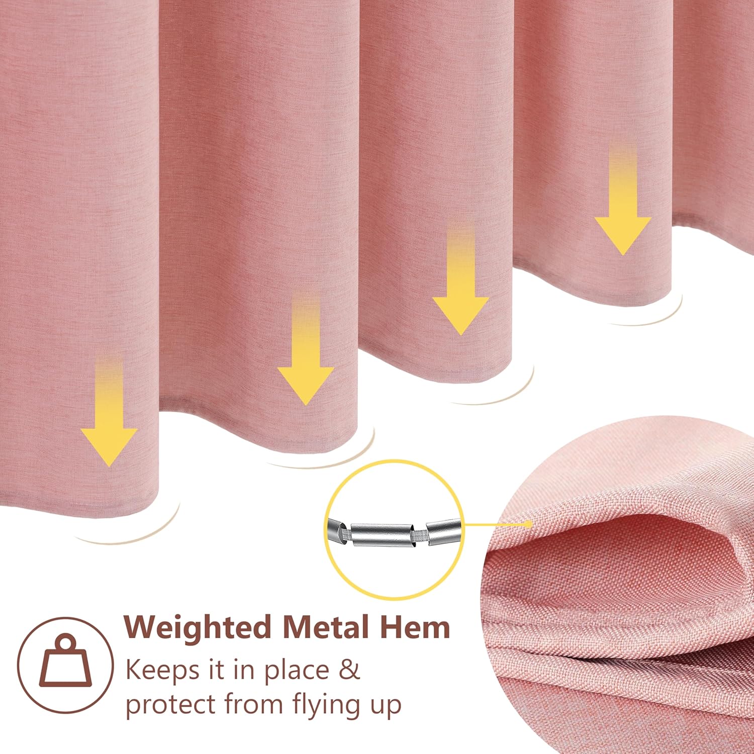 VANZAVANZU Shower Curtain with Metal Hooks Linen Fabric Shower Curtain Heavy Duty Bath Curtain for Bathroom and Bathtubs, Hotel Quality, Weighted Hem, Waterproof, 72 x 72 Inches (Pink)