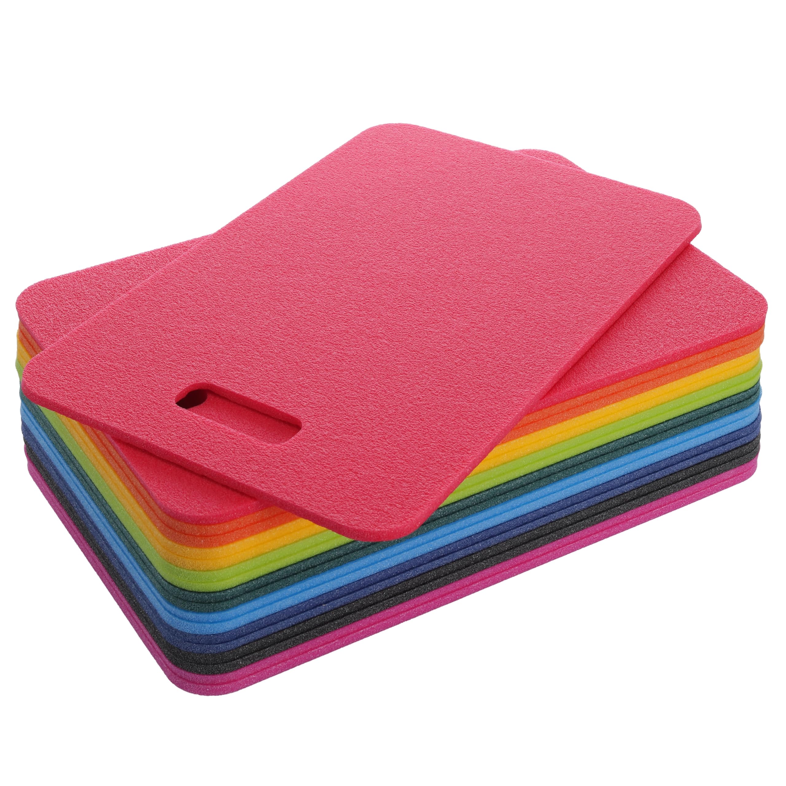 Yate 18er Set Sitzkissen – wasserdichte Outdoor Sitzunterlagen Viereckig mit Griff – Bunte Stuhlkissen in Regenbogenfarben – Ideal für Kindergarten, Schule, Ausflüge & Garten