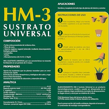 Universal Substrate 10 Litres HM-3 Agrinatura – Also: 20, 50 and 70 Litres – Mix: Peat, Coconut Fiber, Perlite, Leonardite and 4 Months Fertilization. Ideal for Indoor and Outdoor Plants