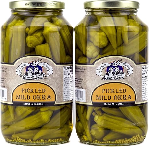 Amish Wedding Mild Pickled Okra 32 Ounces (Pack of 2)