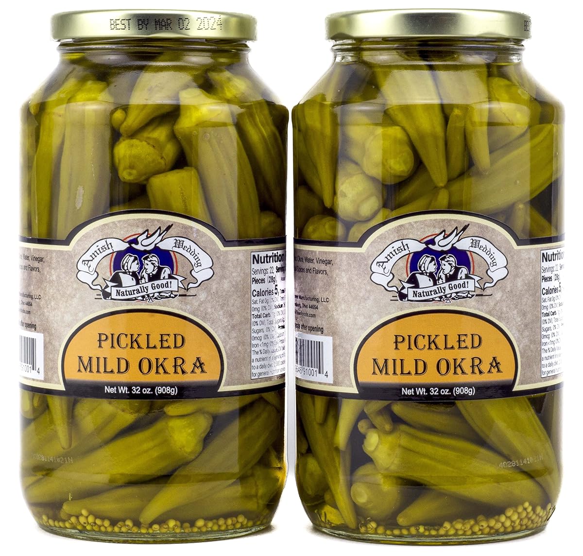 Amish Wedding Mild Pickled Okra 32 Ounces (Pack Of 2)