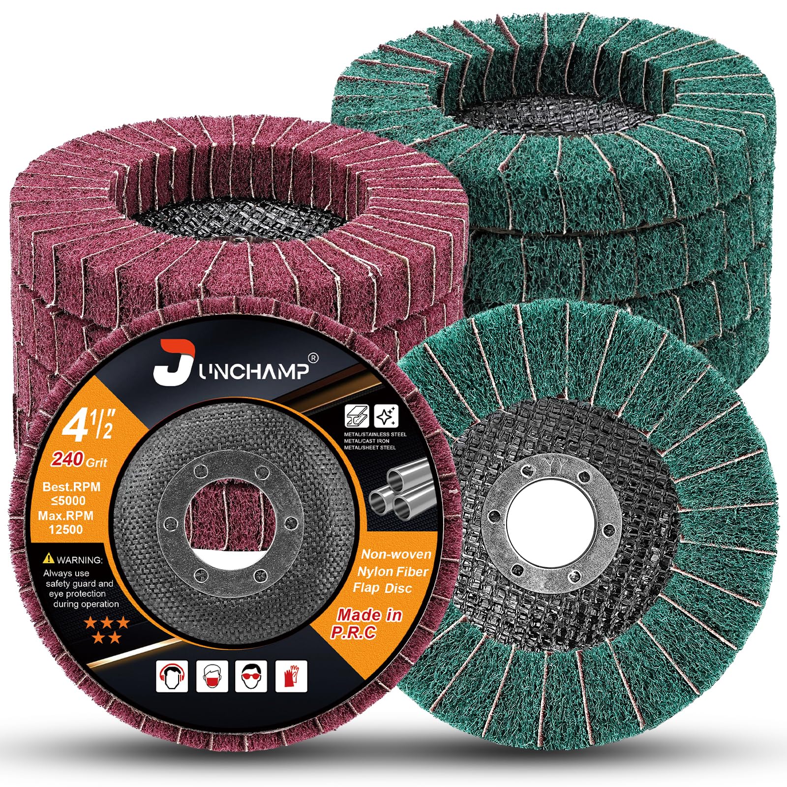 10 dischi lamellari in fibra di nylon grana 120 e 240 dischi abrasivi per smerigliatrice angolare da 11,4 cm, rimozione vernice e ruggine