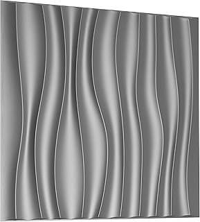 Decorative Wall Panels Textured Wall Tiles Waves Design Silver 12 Sheets Set | 3 sqm | 32.29 sqft | Wall Paneling 3D Effect Wall Décor PVC Panels Wall Cladding 3D Wall Panel