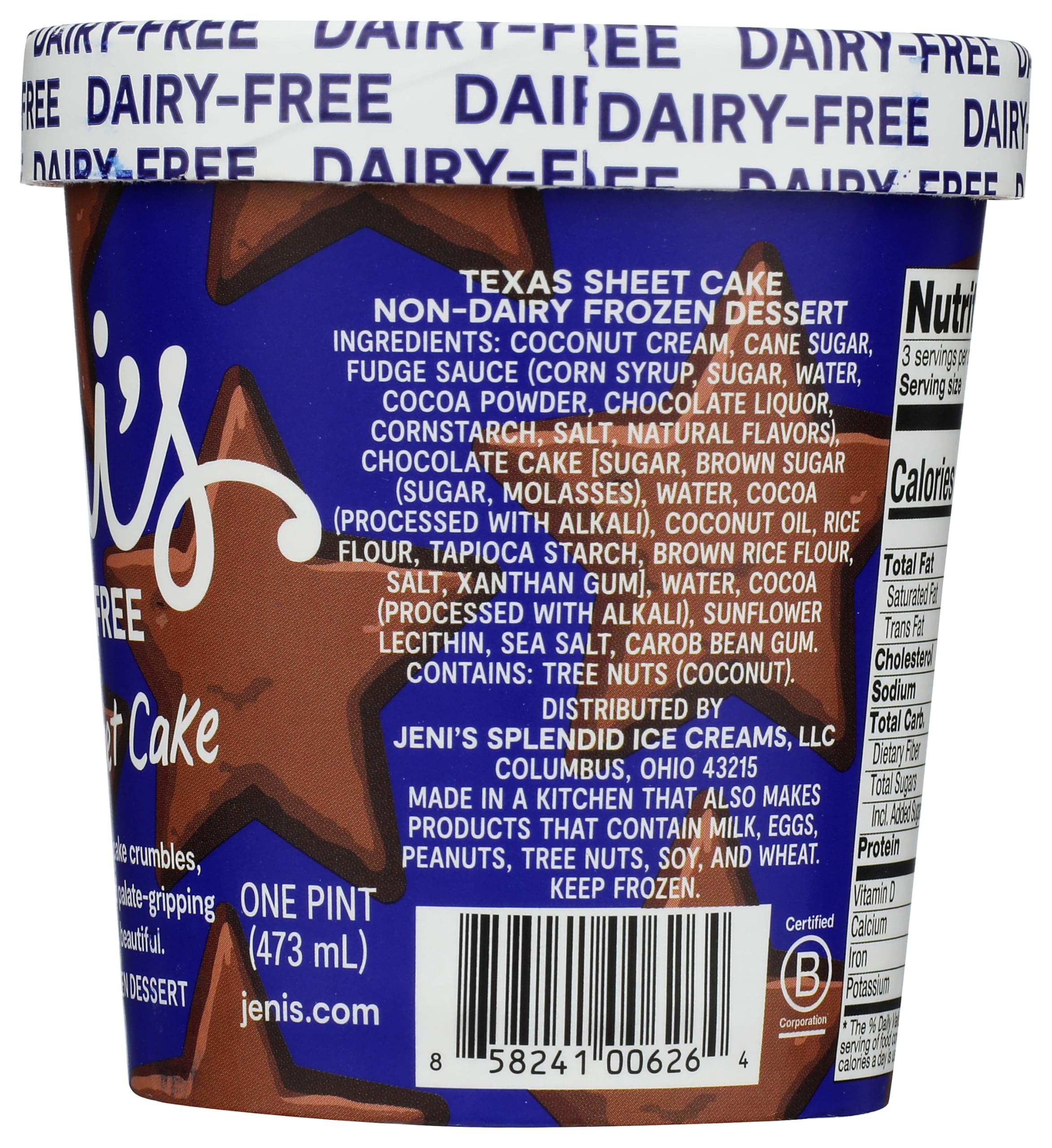 Jenis Splendid Ice Creams Texas Sheet Cake Non-Dairy Frozen